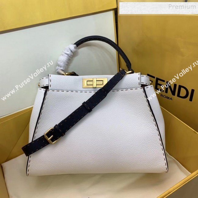 Fendi Peekaboo Iconic Romano Leather Medium Bag White 2019 (AFEI-9112927)