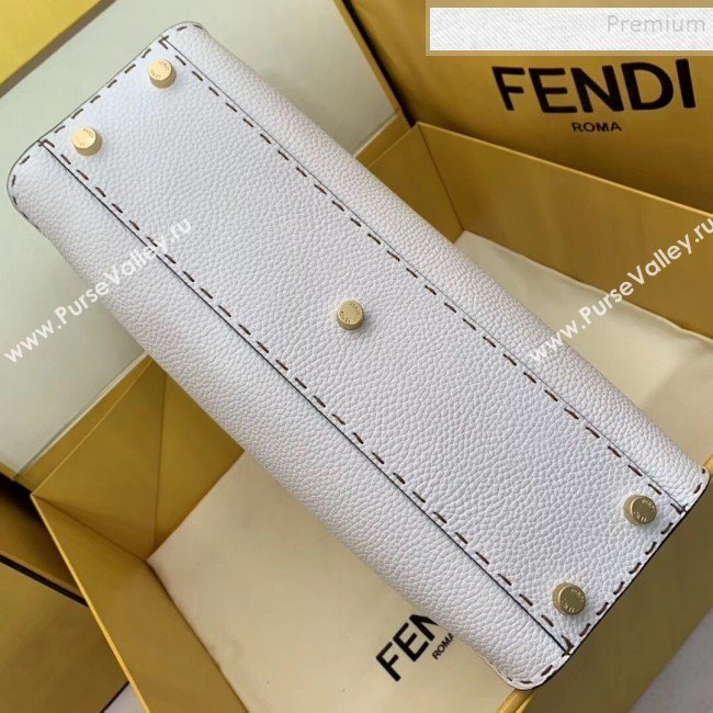 Fendi Peekaboo Iconic Romano Leather Medium Bag White 2019 (AFEI-9112927)