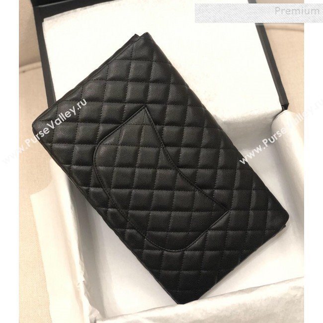 Chanel Quilted Grained Calfskin Flap Clutch A57650 Black 2019 (YD-9092910)