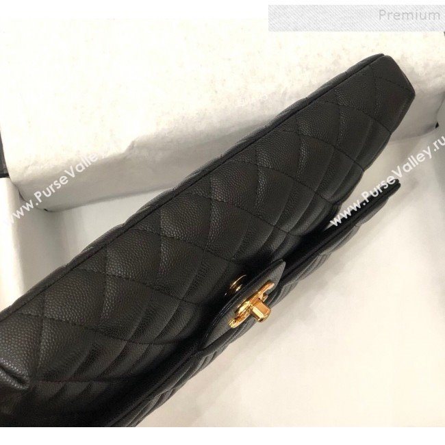 Chanel Quilted Grained Calfskin Flap Clutch A57650 Black 2019 (YD-9092910)
