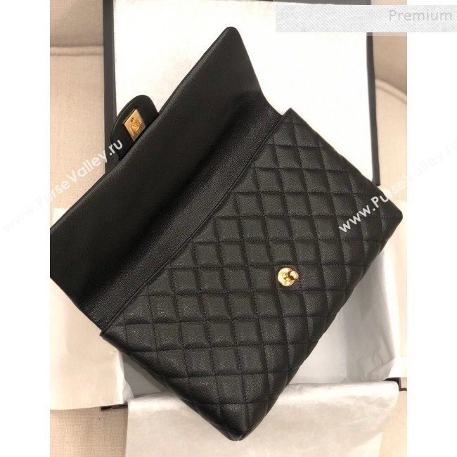Chanel Quilted Grained Calfskin Flap Clutch A57650 Black 2019 (YD-9092910)