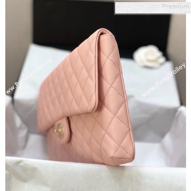 Chanel Quilted Grained Calfskin Flap Clutch A57650 Pink 2019 (YD-9092911)