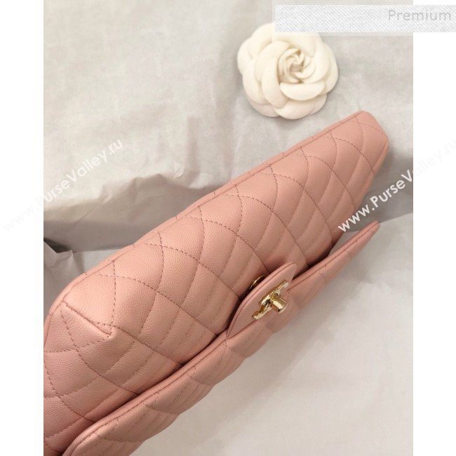 Chanel Quilted Grained Calfskin Flap Clutch A57650 Pink 2019 (YD-9092911)