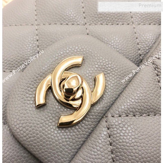 Chanel Quilted Grained Calfskin Flap Clutch A57650 Grey 2019 (YD-9092912)