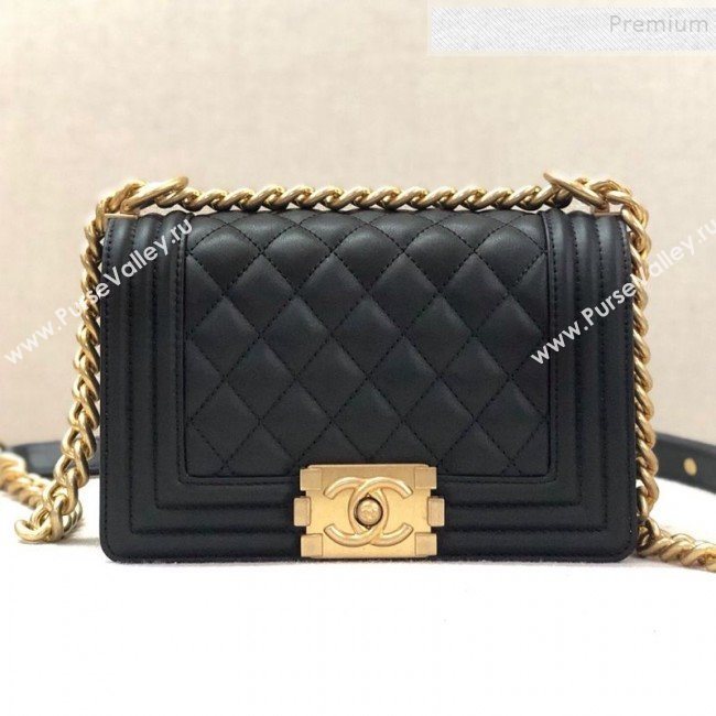 Chanel Quilted Calfskin Small Boy Flap Bag A67085 Black 2019 (YD-9092919)