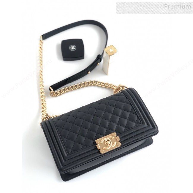 Chanel Quilted Calfskin Medium Boy Flap Bag A67086 Black 2019 (YD-9092920)