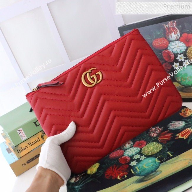 Gucci GG Marmont Leather Pouch ‎525541 Red 2019 (MINGH-9093004)