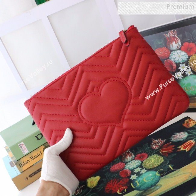 Gucci GG Marmont Leather Pouch ‎525541 Red 2019 (MINGH-9093004)