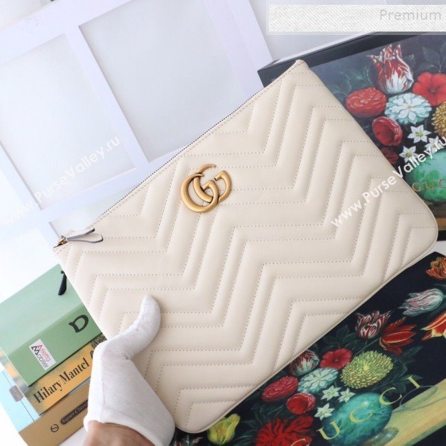 Gucci GG Marmont Leather Pouch ‎525541 White 2019 (MINGH-9093005)