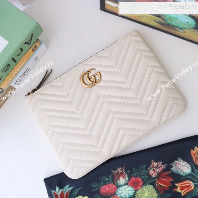 Gucci GG Marmont Leather Pouch ‎525541 White 2019 (MINGH-9093005)