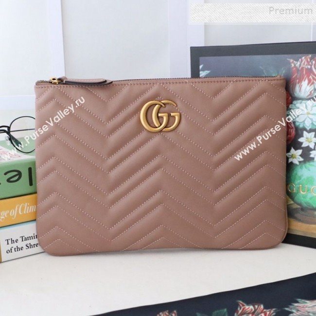 Gucci GG Marmont Leather Pouch ‎525541 Dusty Pink 2019 (MINGH-9093006)