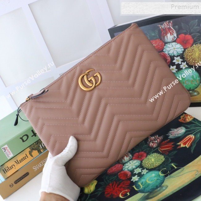 Gucci GG Marmont Leather Pouch ‎525541 Dusty Pink 2019 (MINGH-9093006)