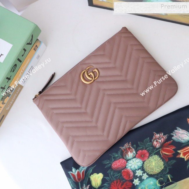 Gucci GG Marmont Leather Pouch ‎525541 Dusty Pink 2019 (MINGH-9093006)