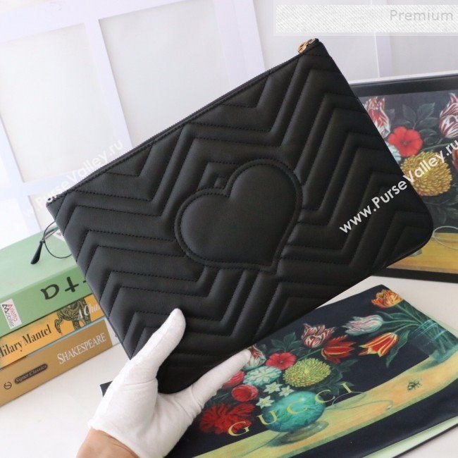 Gucci GG Marmont Leather Pouch ‎525541 Black 2019 (MINGH-9093007)