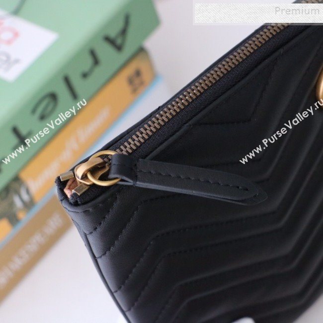 Gucci GG Marmont Leather Pouch ‎525541 Black 2019 (MINGH-9093007)