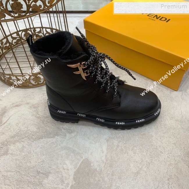 Fendi FFreedom Calfskin Logo Biker Boots Black 2019 (ANDI-9093020)
