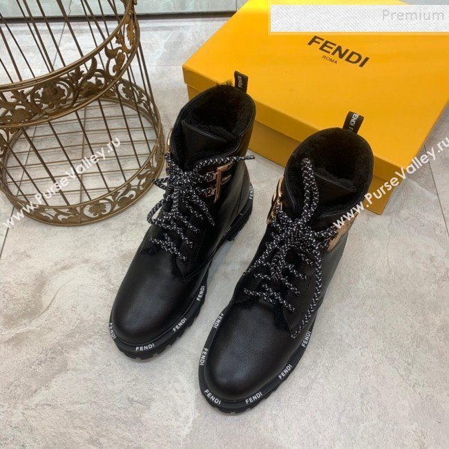 Fendi FFreedom Calfskin Logo Biker Boots Black 2019 (ANDI-9093020)