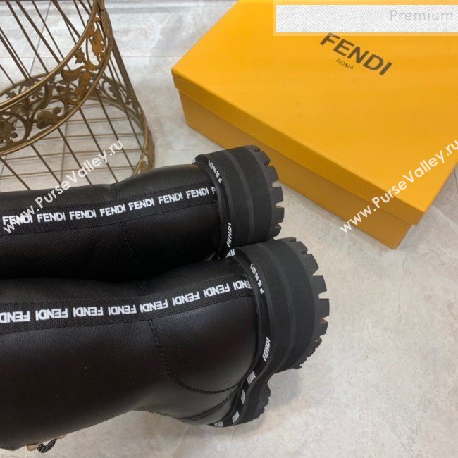 Fendi FFreedom Calfskin Logo Biker Boots Black 2019 (ANDI-9093020)