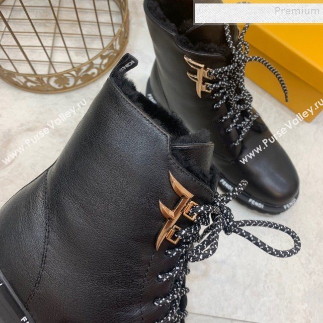 Fendi FFreedom Calfskin Logo Biker Boots Black 2019 (ANDI-9093020)
