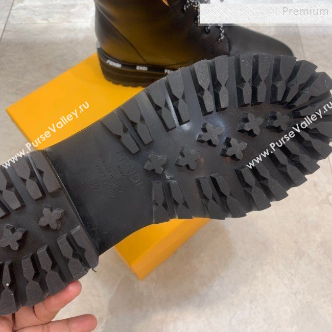 Fendi FFreedom Calfskin Logo Biker Boots Black 2019 (ANDI-9093020)