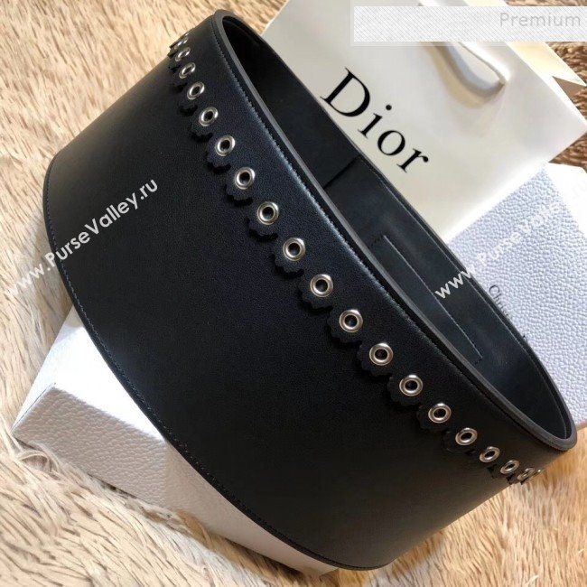 Dior Evelet Calfskin Saddle Corset Belt Black 2019 (CINDY-9101206)