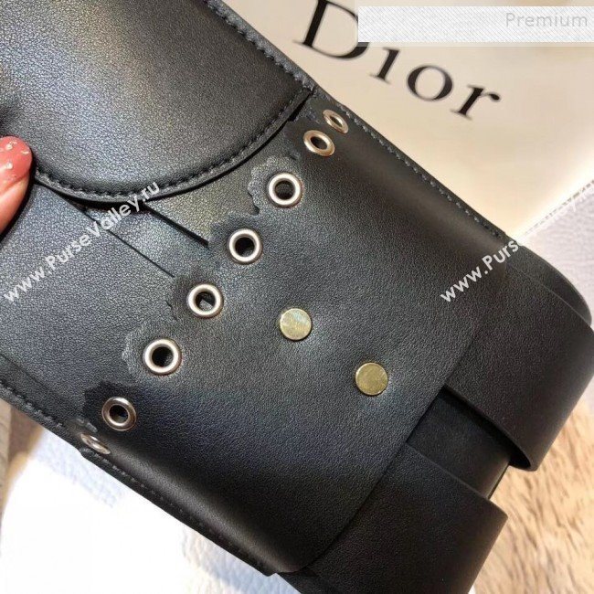 Dior Evelet Calfskin Saddle Corset Belt Black 2019 (CINDY-9101206)