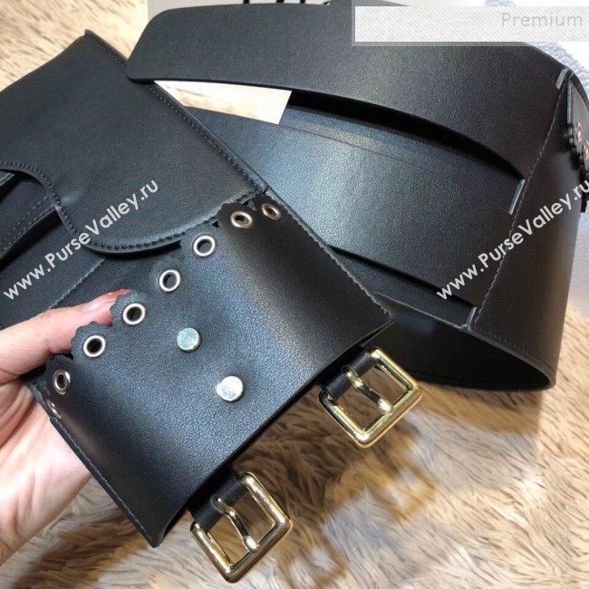 Dior Evelet Calfskin Saddle Corset Belt Black 2019 (CINDY-9101206)