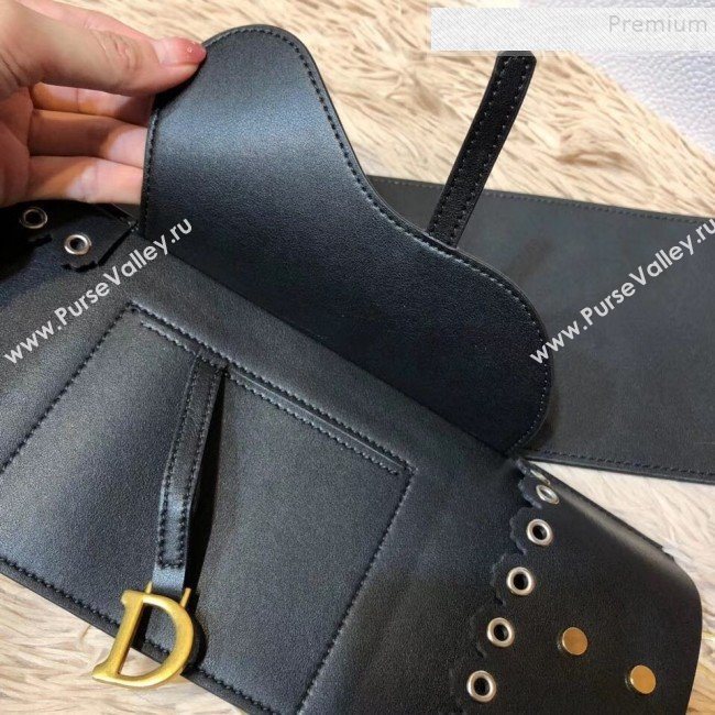 Dior Evelet Calfskin Saddle Corset Belt Black 2019 (CINDY-9101206)