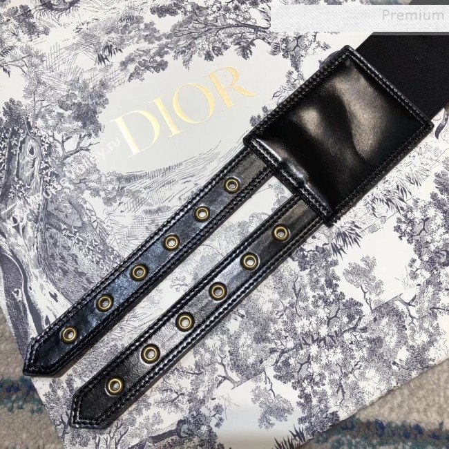 Dior Soft Calfskin Saddle Corset Belt Black 2019 (CINDY-9101205)