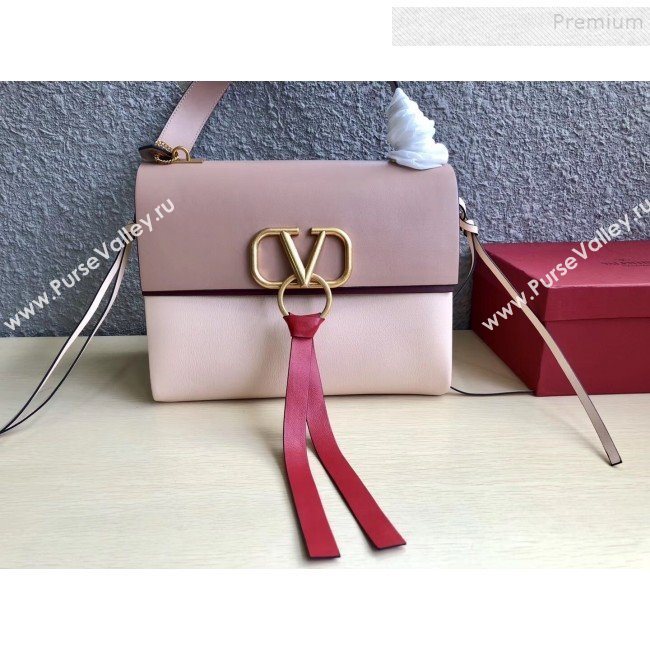 Valentino Large VRing Calfskin Shoulder Bag 0004L Nude/Apricot 2019 (JINGD-9101234)