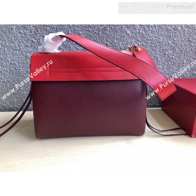 Valentino Large VRing Calfskin Shoulder Bag 0004L Red/Burgundy 2019 (JINGD-9101235)