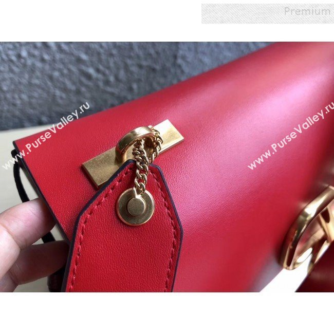 Valentino Large VRing Calfskin Shoulder Bag 0004L Red/Burgundy 2019 (JINGD-9101235)