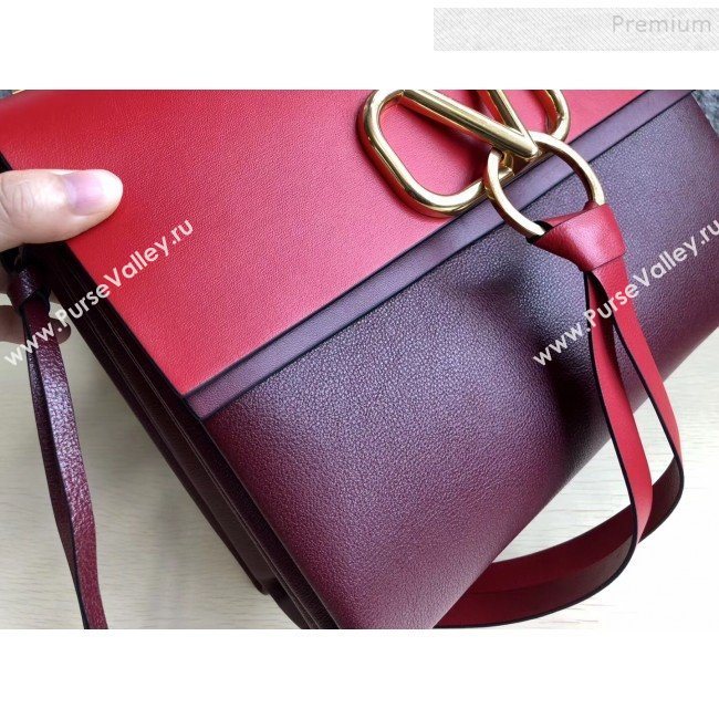 Valentino Large VRing Calfskin Shoulder Bag 0004L Red/Burgundy 2019 (JINGD-9101235)