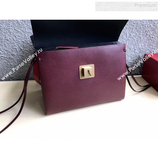 Valentino Large VRing Calfskin Shoulder Bag 0004L Red/Burgundy 2019 (JINGD-9101235)