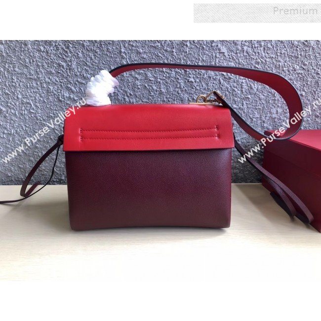 Valentino Medium VRing Calfskin Shoulder Bag 0004M Red/Burgundy 2019 (JIND-9101237)
