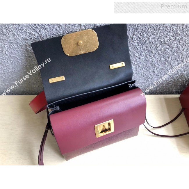 Valentino Medium VRing Calfskin Shoulder Bag 0004M Red/Burgundy 2019 (JIND-9101237)