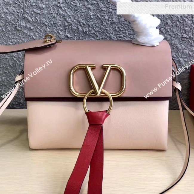 Valentino Medium VRing Calfskin Shoulder Bag 0004M Nude/Apricot 2019 (JIND-9101236)