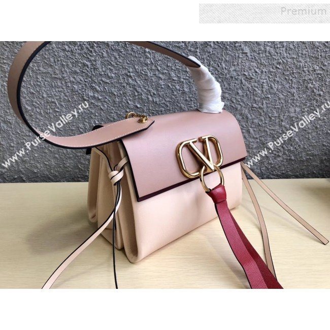 Valentino Medium VRing Calfskin Shoulder Bag 0004M Nude/Apricot 2019 (JIND-9101236)