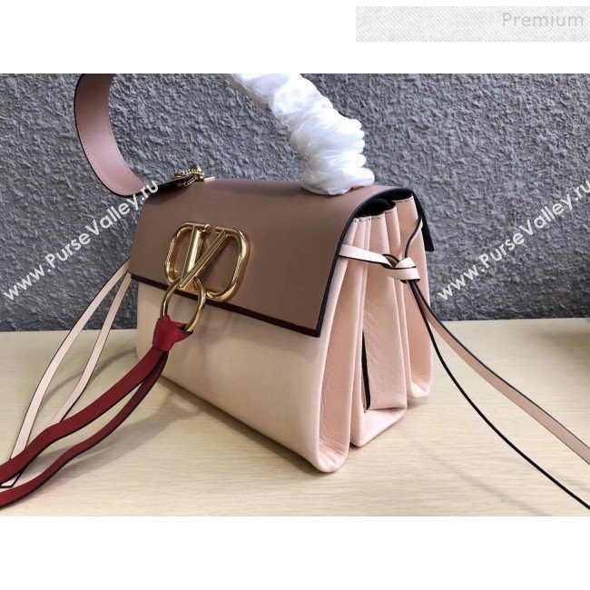 Valentino Medium VRing Calfskin Shoulder Bag 0004M Nude/Apricot 2019 (JIND-9101236)