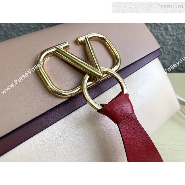 Valentino Medium VRing Calfskin Shoulder Bag 0004M Nude/Apricot 2019 (JIND-9101236)