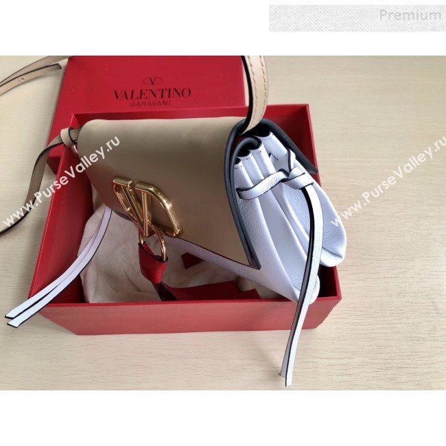 Valentino Small VRing Calfskin Shoulder Bag 0004S White/Beige 2019 (JIND-9101239)
