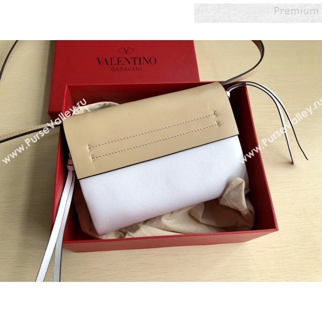 Valentino Small VRing Calfskin Shoulder Bag 0004S White/Beige 2019 (JIND-9101239)