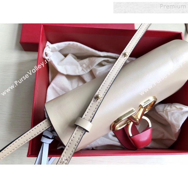 Valentino Small VRing Calfskin Shoulder Bag 0004S White/Beige 2019 (JIND-9101239)