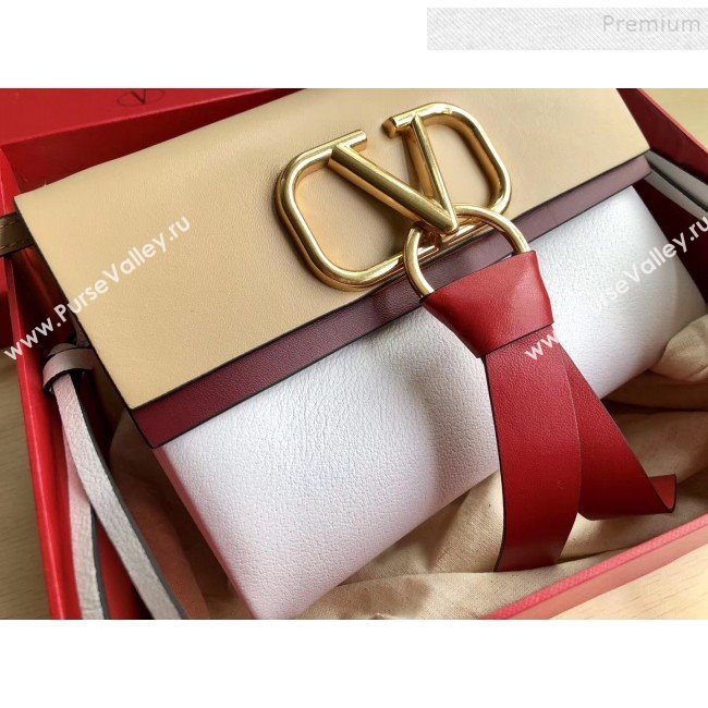 Valentino Small VRing Calfskin Shoulder Bag 0004S White/Beige 2019 (JIND-9101239)