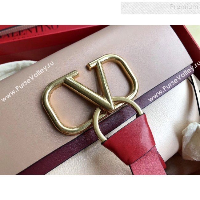 Valentino Small VRing Calfskin Shoulder Bag 0004S Nude/Apricot 2019 (JIND-9101238)