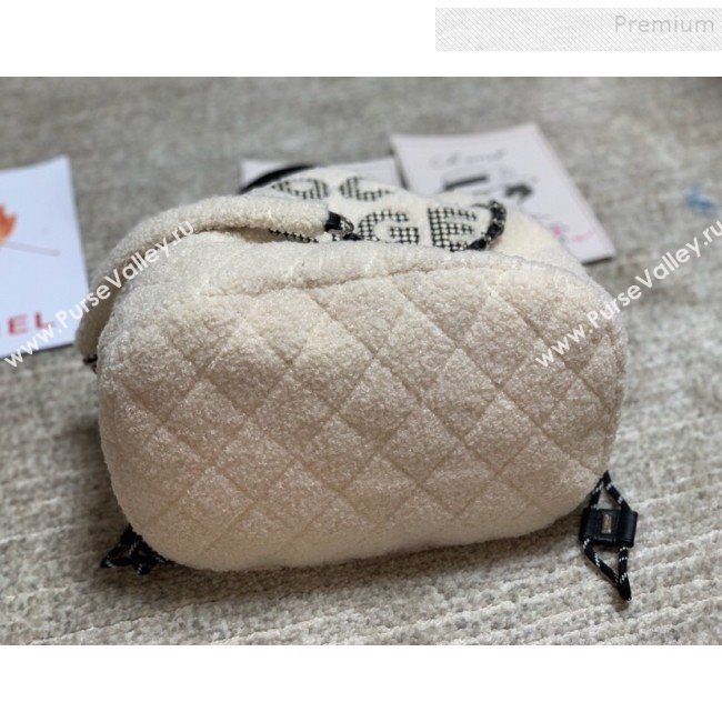 Chanel Quilted Shearling Sheepskin Medium Shopping Bag AS0981 White 2019 (FM-9100725)