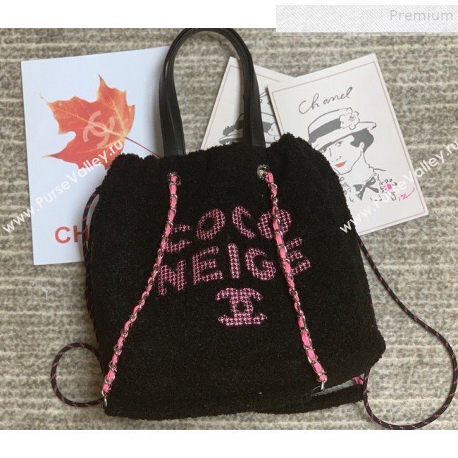 Chanel Quilted Shearling Sheepskin Medium Shopping Bag AS0981 Black 2019 (FM-9100726)