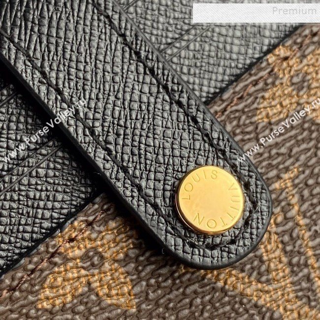 Louis Vuitton Monogram Canvas and Calfskin Porte Cartes Double Zipped Card Holder M66532 Black 2019 (KD-9100740)