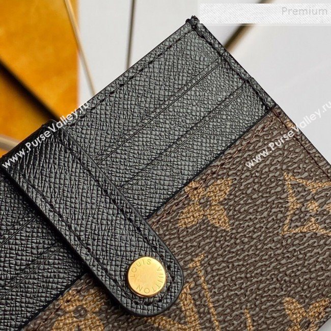 Louis Vuitton Monogram Canvas and Calfskin Porte Cartes Double Zipped Card Holder M66532 Black 2019 (KD-9100740)