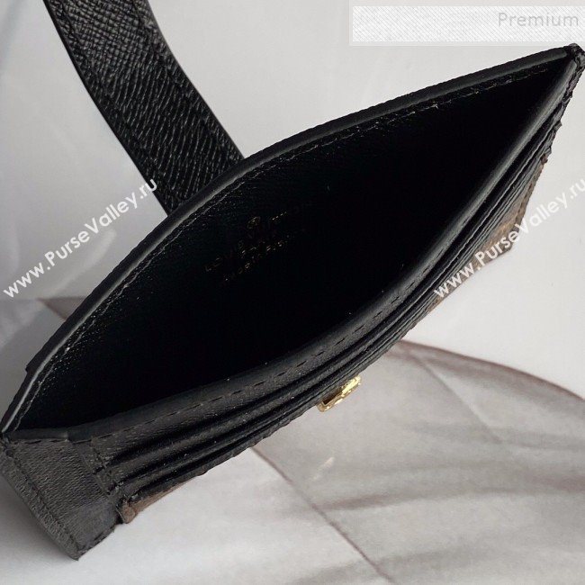 Louis Vuitton Monogram Canvas and Calfskin Porte Cartes Double Zipped Card Holder M66532 Black 2019 (KD-9100740)